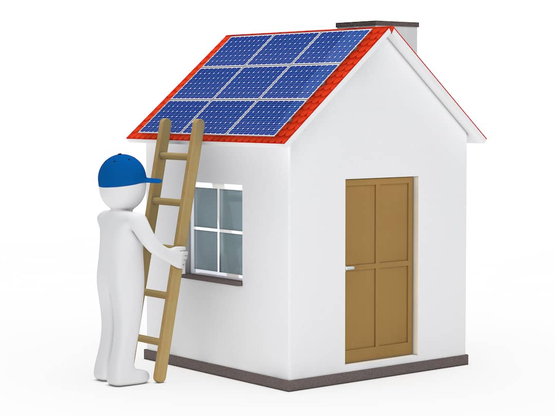 Représentation d'un toit équipé d'une installation photovoltaïque pour produire de l'énergie renouvelable